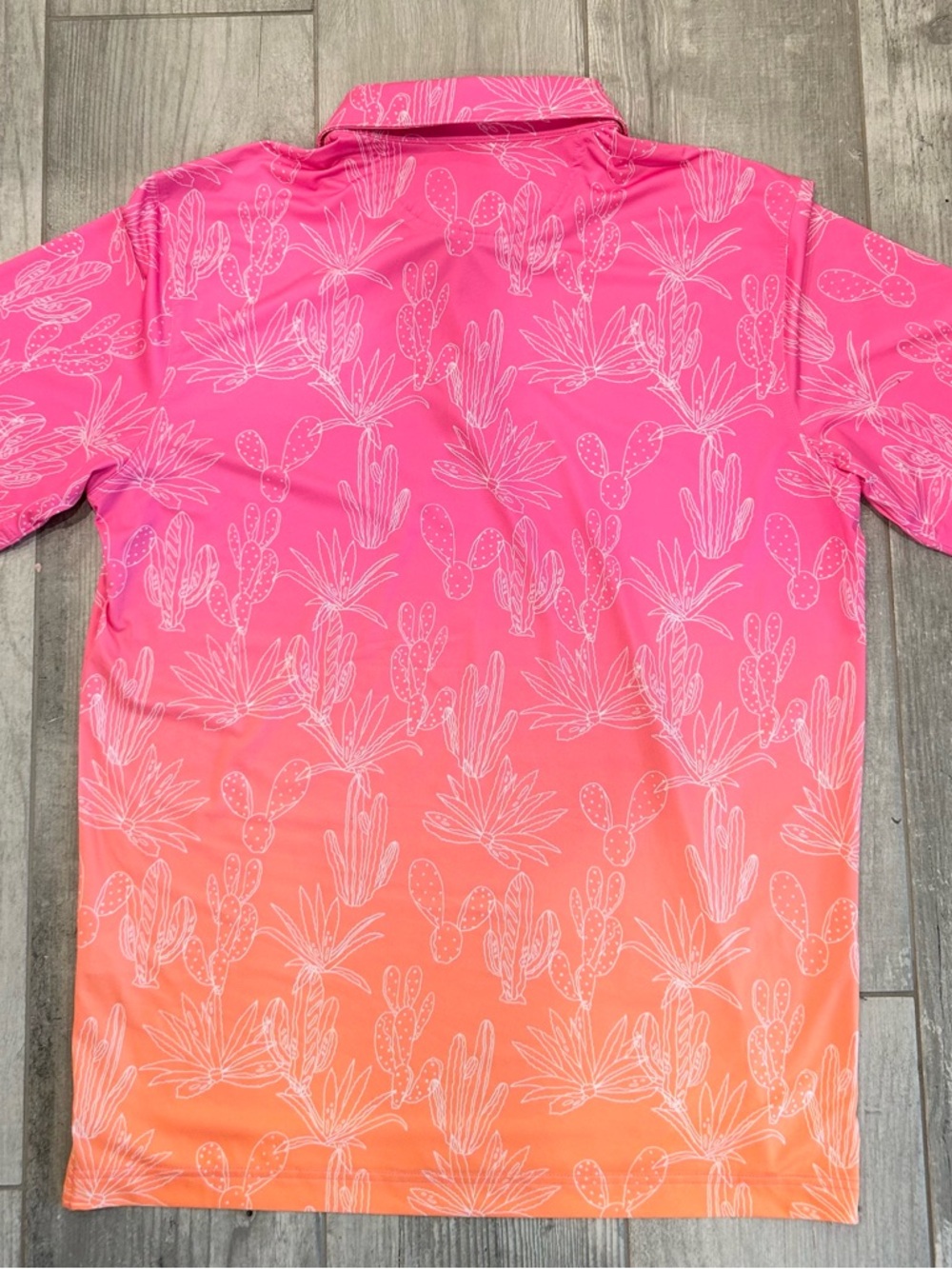 chubbies Men’s Sunset Succulent Ombre Polo - Pink to Orange - Size Large - Picture 5 of 5